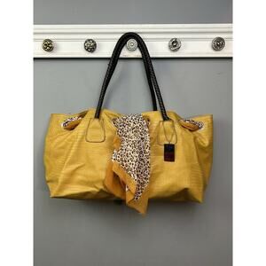 Penelope Ann Women's Handbag Tote Purse Mustard Scarf Textured‎ with Zipper